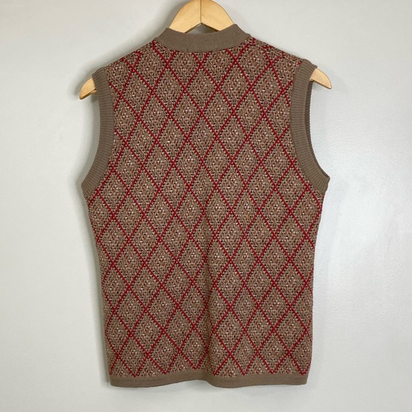 JEAN SCHUBIGER 100% PURE NEW WOOL VEST ARGYLE DESIGN MADE IN SPAIN SIZE 40 - Picture 4 of 9
